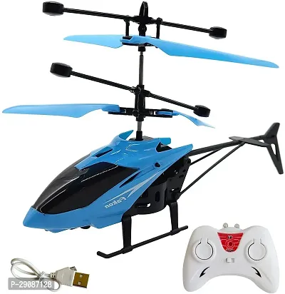 Vinsh Kids Plastic Induction Type 2-in-1 Flying Indoor Helicopter with Remote (Multicolor)-thumb0