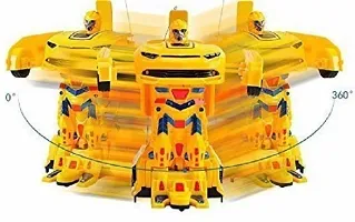 arya enterprise Robot Races Car Toy 2 in 1 Transform Car Toy with Bright Lights and Music (Yellow)-thumb2