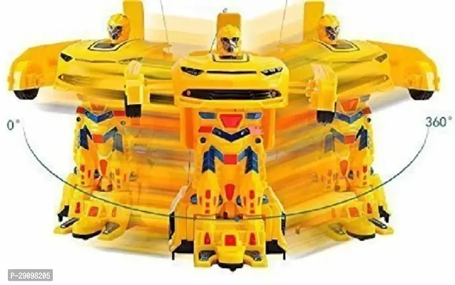 arya enterprise Robot Races Car Toy 2 in 1 Transform Car Toy with Bright Lights and Music (Yellow)-thumb3
