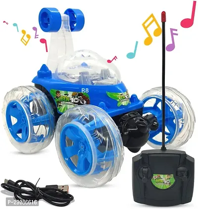 Kid Kraze BEN-10 Rechargeable- Remote Control 360 Degree Rotating Stunt CAR for Kids B8 (Blue)-thumb0
