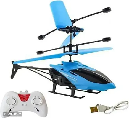Kid Kraze Kids Plastic Induction Type 2-in-1 Flying Indoor Helicopter with Remote (Blue)-thumb0