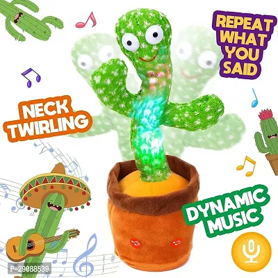 Kid Kraze Dancing Talking Cactus Plush Toy, Wriggle, Singing, Repeats What You Say-923 (Green, Brown)-thumb0