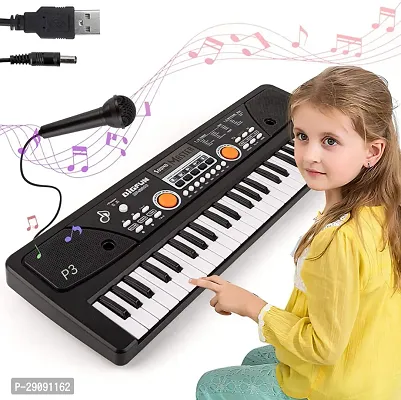 Kid Kraze 49 Key Piano Keyboard Toy for Kids P50 dc Power Option+Recording Microphone Multi Colour Keys with USB Charging P50 Analog Portable Keyboard (49 Keys)-thumb0