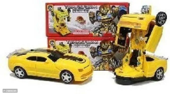 arya enterprise Robot Races Car Toy 2 in 1 Transform Car Toy with Bright Lights and Music (Yellow)-thumb4