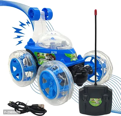 Kid Kraze BEN-10 Rechargeable- Remote Control 360 Degree Rotating Stunt CAR for Kids B28 (Blue)-thumb0