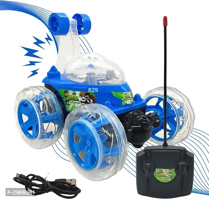 Kid Kraze BEN-10 Rechargeable- Remote Control 360 Degree Rotating Stunt CAR for Kids B25 (Blue)-thumb0