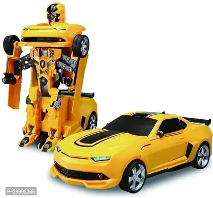 arya enterprise Robot Races Car Toy 2 in 1 Transform Car Toy with Bright Lights and Music (Yellow)-thumb0