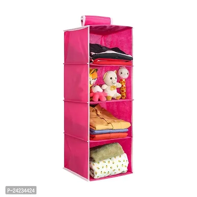 Hanging 4 Shelves Wardrobe Organizer - Pink