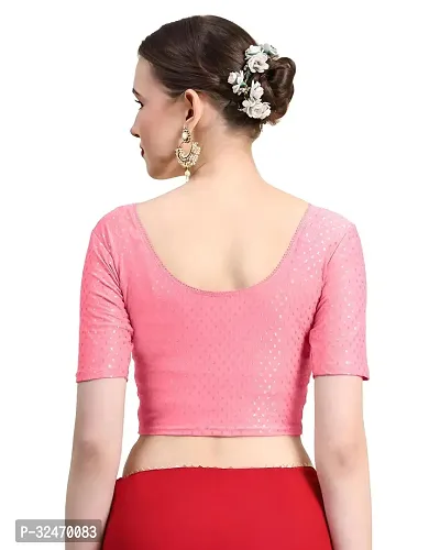 Reliable Pink Cotton Self Pattern Stitched Blouses For Women-thumb2