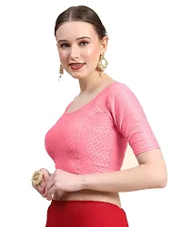 Reliable Pink Cotton Self Pattern Stitched Blouses For Women-thumb3