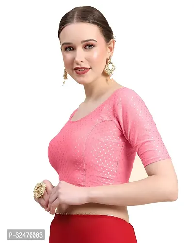 Reliable Pink Cotton Self Pattern Stitched Blouses For Women-thumb4