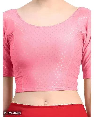 Reliable Pink Cotton Self Pattern Stitched Blouses For Women-thumb3