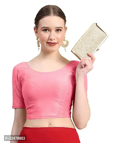 Reliable Pink Cotton Self Pattern Stitched Blouses For Women-thumb0