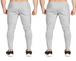 lower for mens lycra stretchable combo of 2 lycra white pants-thumb2
