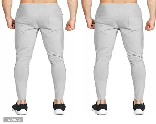 lower for mens lycra stretchable combo of 2 lycra white pants-thumb3