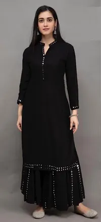 Rayon Embellished Kurta With Sharara Set