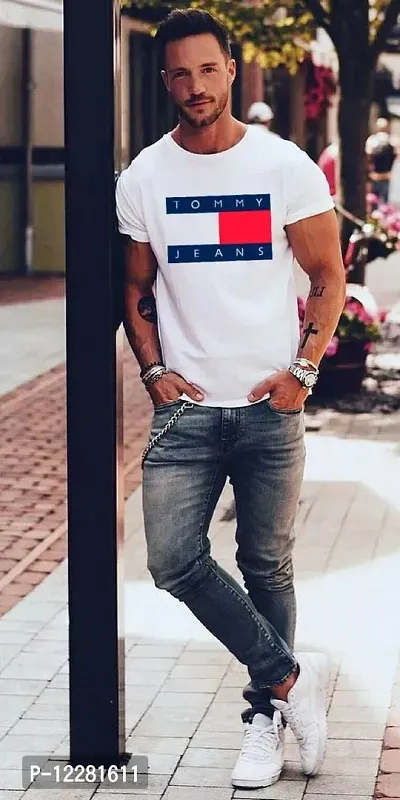 Elegant Polycotton Printed Half Sleeves Tees For Men