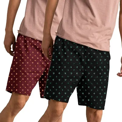 Stylish Multicoloured Cotton Blend Printed Regular Shorts For Men Pack Of 2