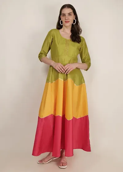 Classic  Silk Maxi Length  Dresses For Women