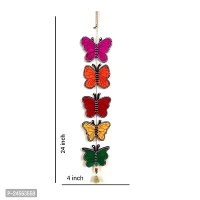 Colorful Butterfly Hanging Handmade Hand-Painted Latkan Garden Decoration Living Room Balcony Indoor Outdoor Wall Decor Show Piece In Wooden 24 Inches-thumb4