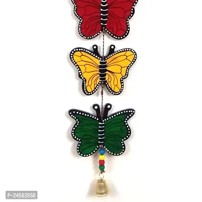 Colorful Butterfly Hanging Handmade Hand-Painted Latkan Garden Decoration Living Room Balcony Indoor Outdoor Wall Decor Show Piece In Wooden 24 Inches-thumb2