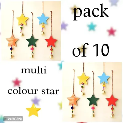 Handicraft multi color star , special Christmas festival , Hanging for Garden Balcony Home Office Decoration Main Door Latkan Festival Decorative Wall Hanging (pack of 10)-thumb0