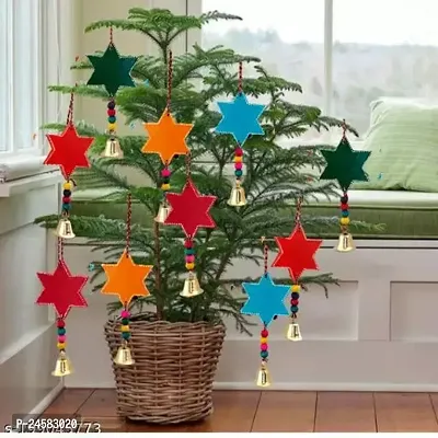 Handicraft multi color star , special Christmas festival , Hanging for Garden Balcony Home Office Decoration Main Door Latkan Festival Decorative Wall Hanging (pack of 10)-thumb2