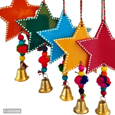 Handicraft multi color star , special Christmas festival , Hanging for Garden Balcony Home Office Decoration Main Door Latkan Festival Decorative Wall Hanging (pack of 10)-thumb3