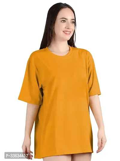 Trendy Stylish Cotton Round Neck Tees for Women-thumb0