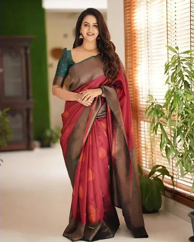 Must Have Art Silk Saree with Blouse piece 