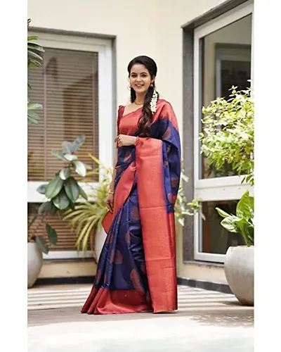 Sttylish Women Banarasi Silk Saree with Blouse Piece