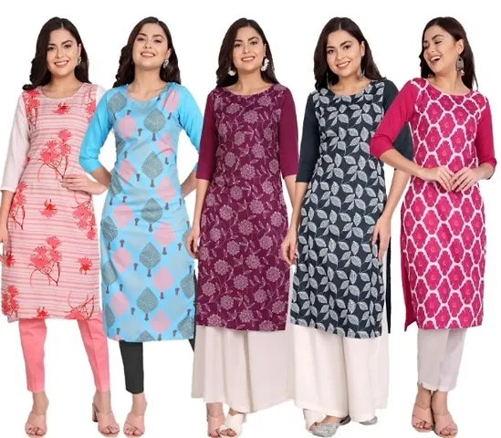 Classic Crepe Kurtis for Women, Pack of 5