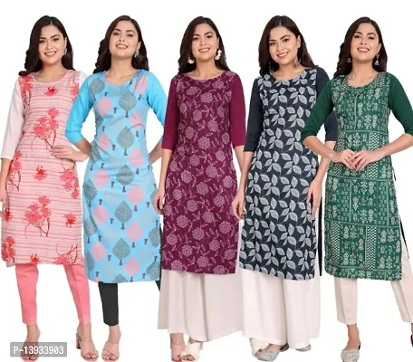 Classic Crepe Printed Kurtis for Women, Pack of 5-thumb0