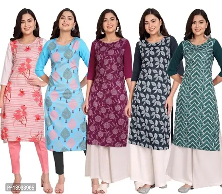 Classic Crepe Printed Kurtis for Women, Pack of 5