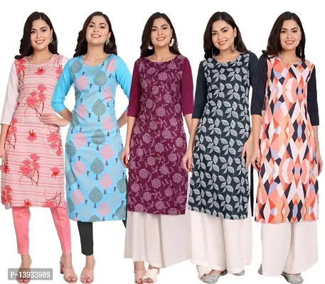 Classic Crepe Printed Kurtis for Women, Pack of 5