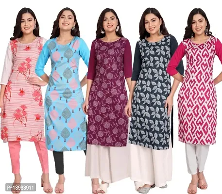 Classic Crepe Printed Kurtis for Women, Pack of 5