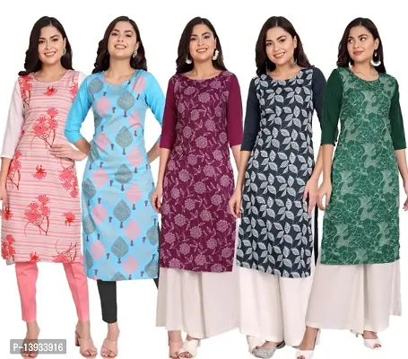 Classic Crepe Printed Kurtis for Women, Pack of 5