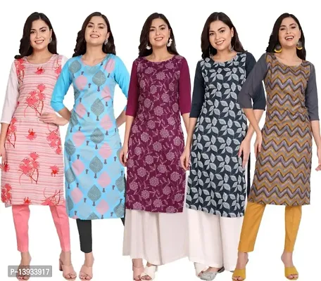 Classic Crepe Printed Kurtis for Women, Pack of 5