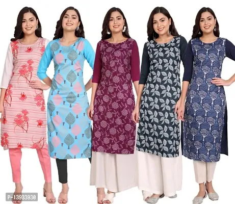 Classic Crepe Printed Kurtis for Women, Pack of 5