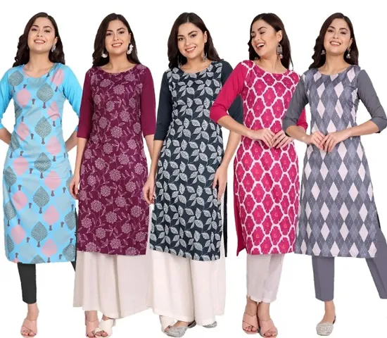 Classic Crepe Kurtis for Women, Pack of 5