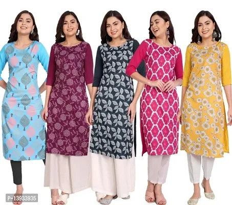 Classic Crepe Printed Kurtis for Women, Pack of 5