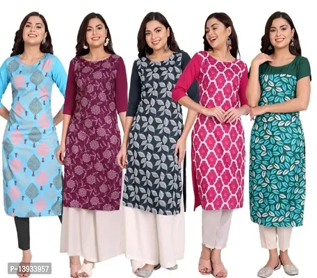 Classic Crepe Printed Kurtis for Women, Pack of 5