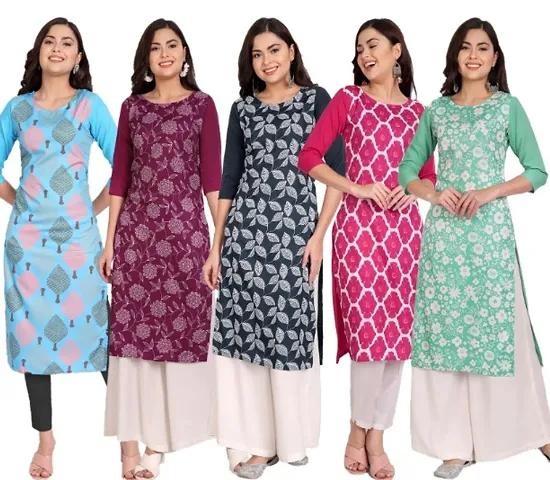 Classic Crepe Printed Kurtis for Women Pack of 5 Vol 5