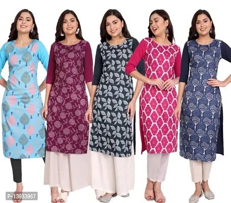 Classic Crepe Printed Kurtis for Women, Pack of 5-thumb0