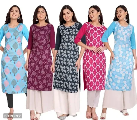 Classic Crepe Printed Kurtis for Women, Pack of 5-thumb0