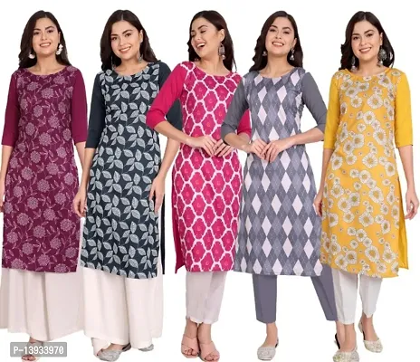 Classic Crepe Printed Kurtis for Women, Pack of 5-thumb0