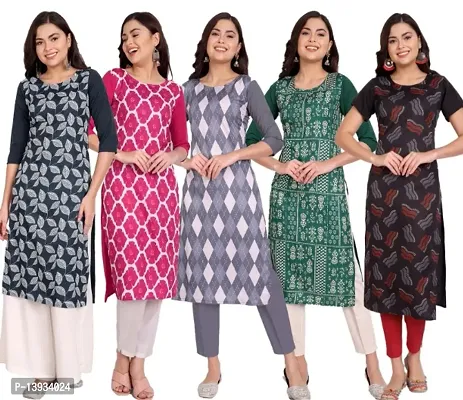 Classic Crepe Printed Kurtis for Women, Pack of 5-thumb0