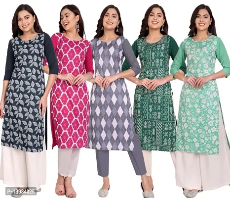 Classic Crepe Printed Kurtis for Women, Pack of 5