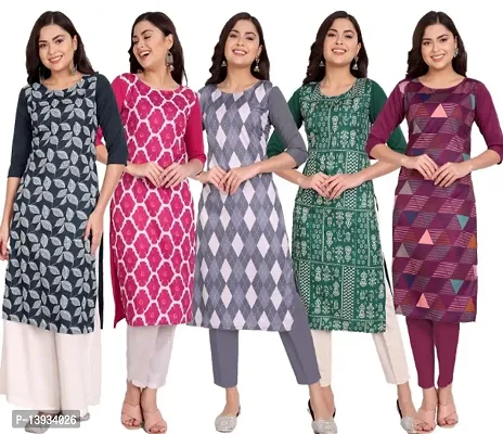 Classic Crepe Printed Kurtis for Women, Pack of 5-thumb0