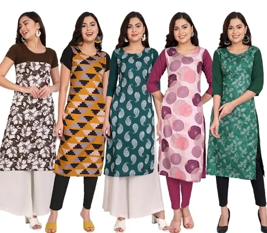 Classic Crepe Kurtis for Women, Pack of 5